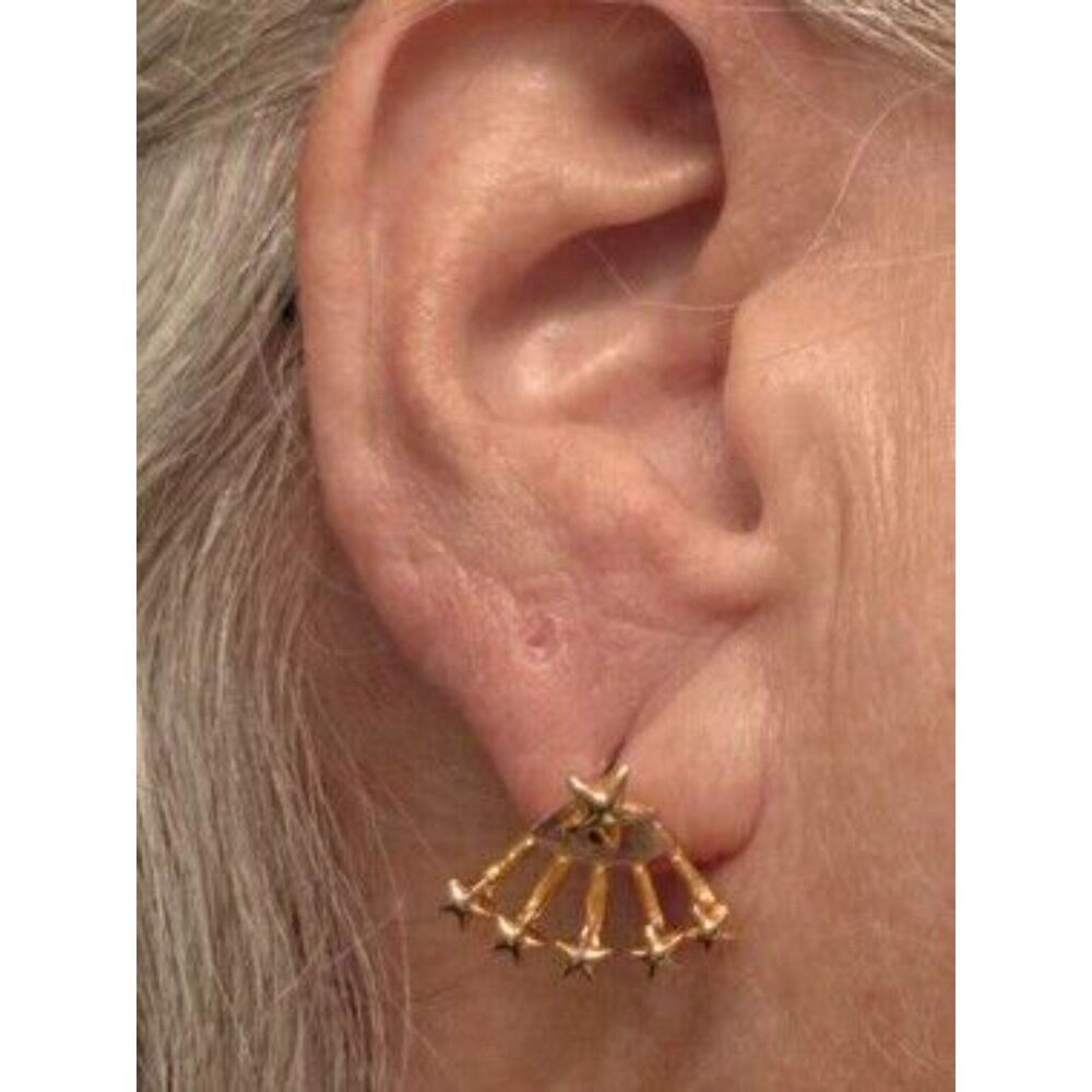 Vintage Gold Tone Starburst Earrings - Picture 5 of 6